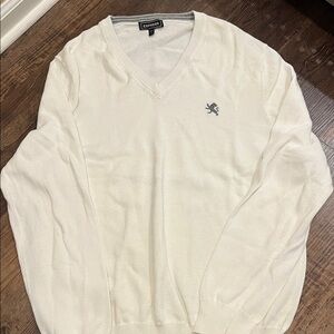 Express Men's Cream V-Neck Sweater